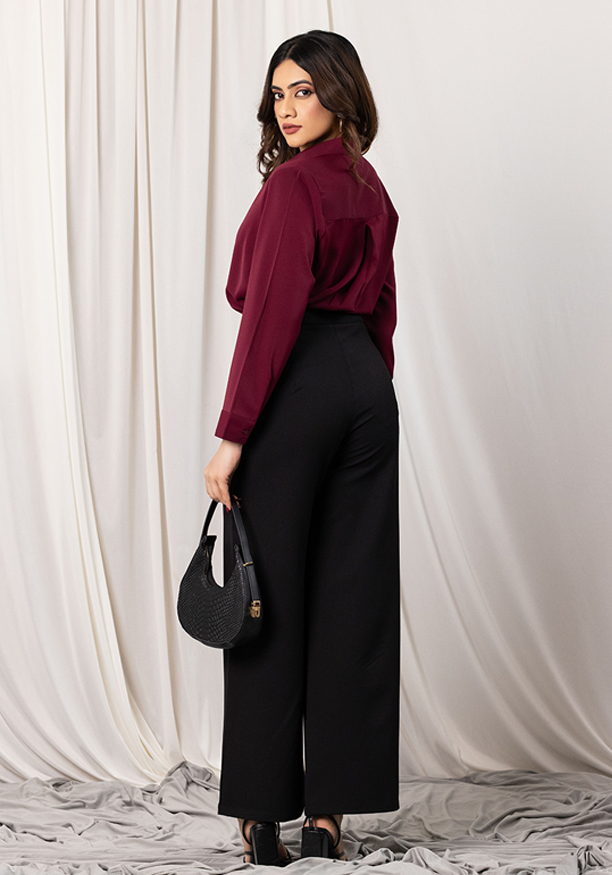 LISA LONG SLEEVE MAROON BLOUSE Nilsonline
