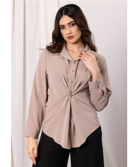 LISA LONG SLEEVE LIGHT BROWN BLOUSE