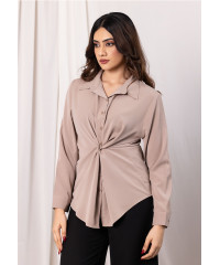 LISA LONG SLEEVE LIGHT BROWN BLOUSE
