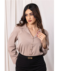 LISA LONG SLEEVE LIGHT BROWN BLOUSE