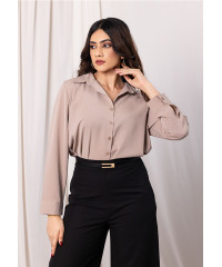 LISA LONG SLEEVE LIGHT BROWN BLOUSE