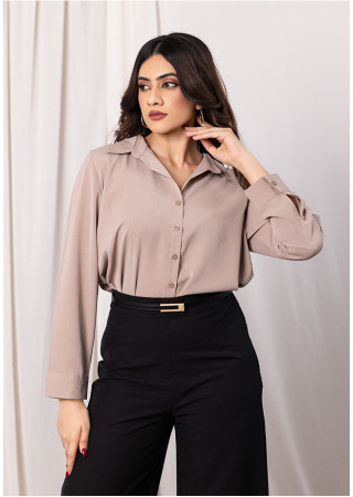 LISA LONG SLEEVE LIGHT BROWN BLOUSE