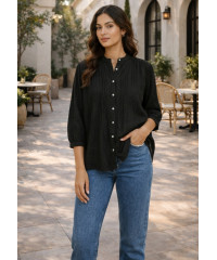  ORIANA LONG SLEEVE BLACK BLOUSE