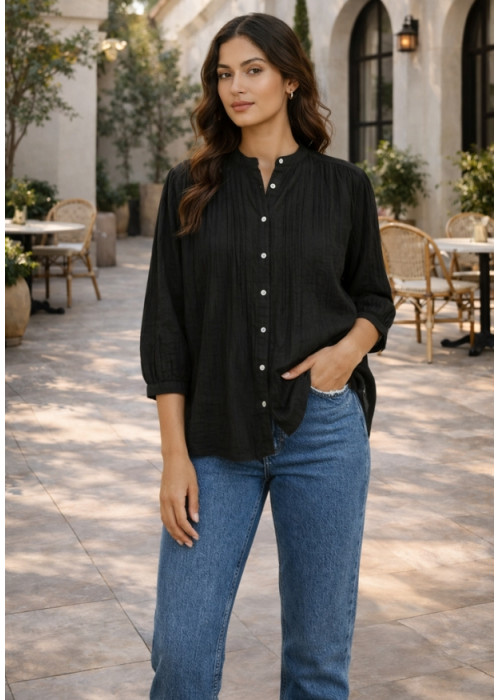  ORIANA LONG SLEEVE BLACK BLOUSE