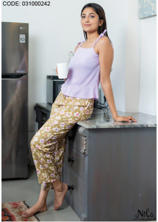 FLORAL PRINT KAKI GREEN PJ SET