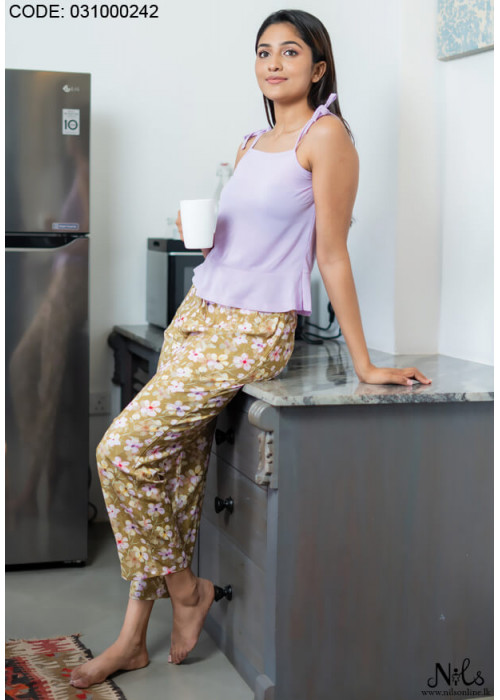 FLORAL PRINT KAKI GREEN PJ SET