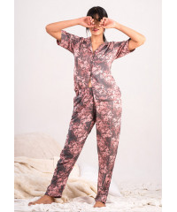NIA PINK PRINTED PIJAMA SET