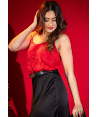 LORA V NECK RED SKINNY