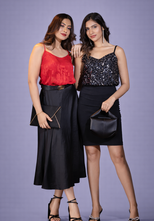 LORA V NECK RED SKINNY