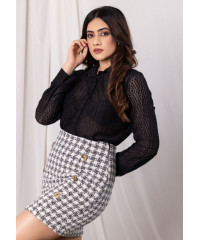 ZARIA MINI BLACK AND WHITE SKIRT ZARIA MINI BLACK AND WHITE SKIRT