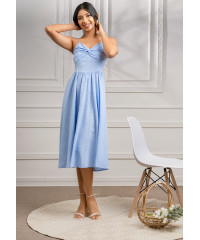 JENNA BLUE CHECK MIDI DRESS