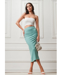 HOLY MIDI SIDE SLIT GREEN SKIRT