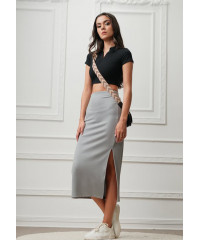 HOLY MIDI SIDE SLIT ASH SKIRT