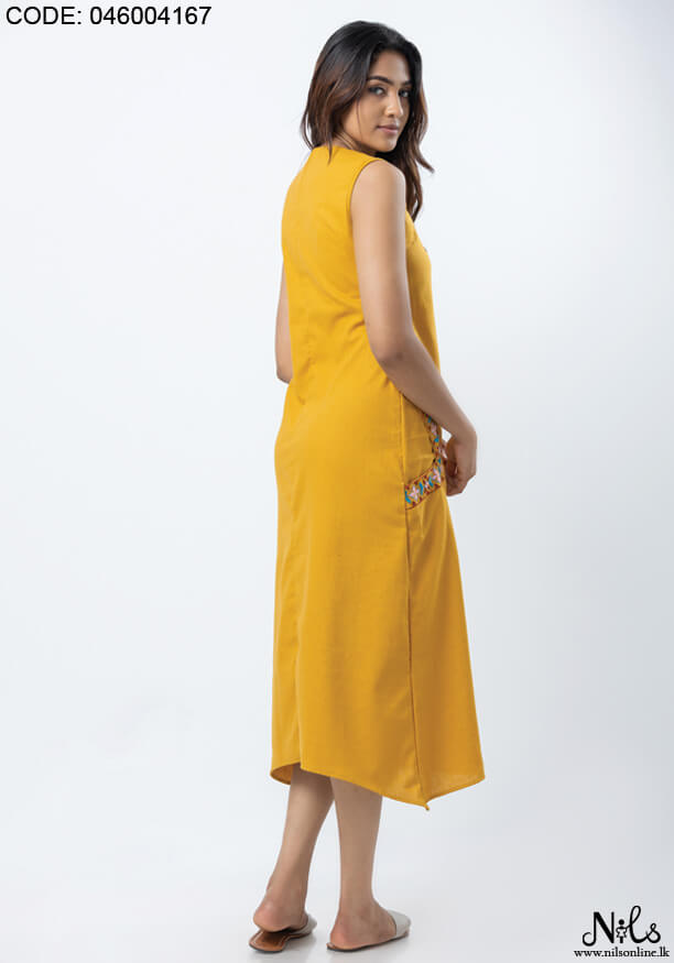 BRYLEE YELLOW MUSTARD POCKET DRESS