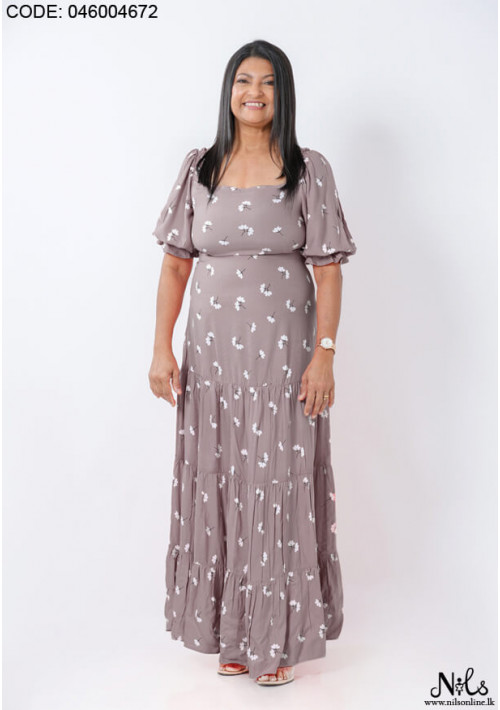 RO PRINTED BROWN DRESS Nils Online