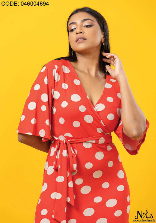 ORANGE POLKA DOTTED MAXI DRESS
