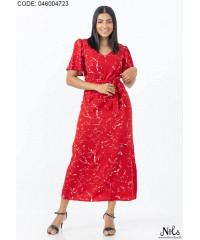 SOPHY WAIST DART RED DRESS