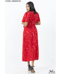 SOPHY WAIST DART RED DRESS