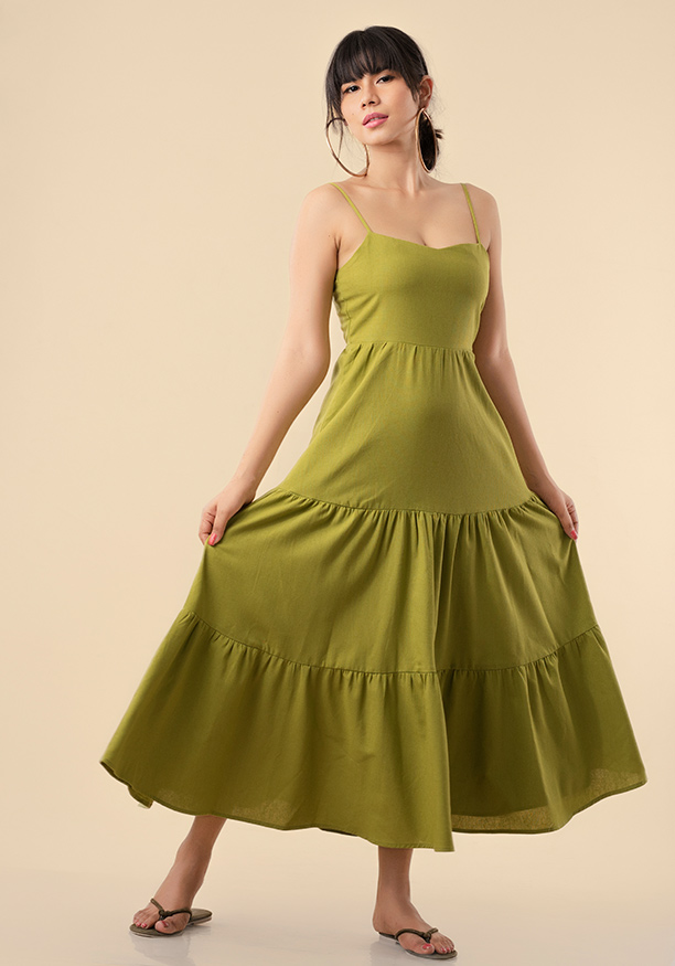 KIARA STRAPY GREEN DRESS