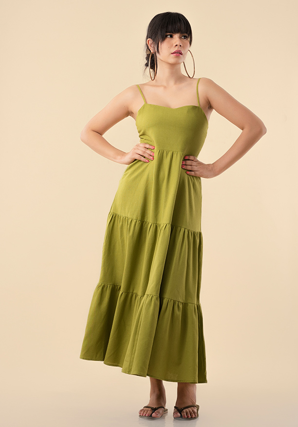 KIARA STRAPY GREEN DRESS