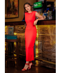 ISSABELLA RED BACK ROUCHED DRESS 