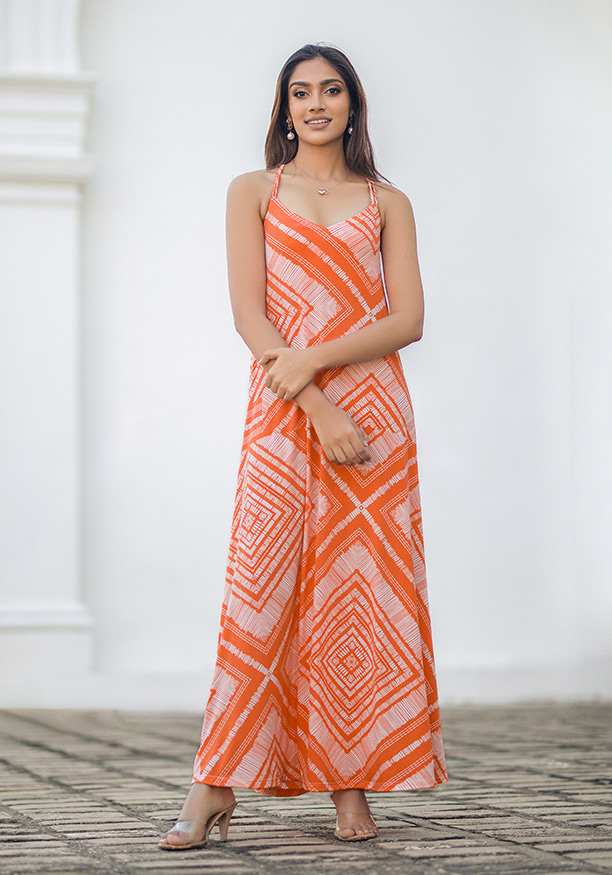 SOPHIA ORANGE/WHITE DRESS 