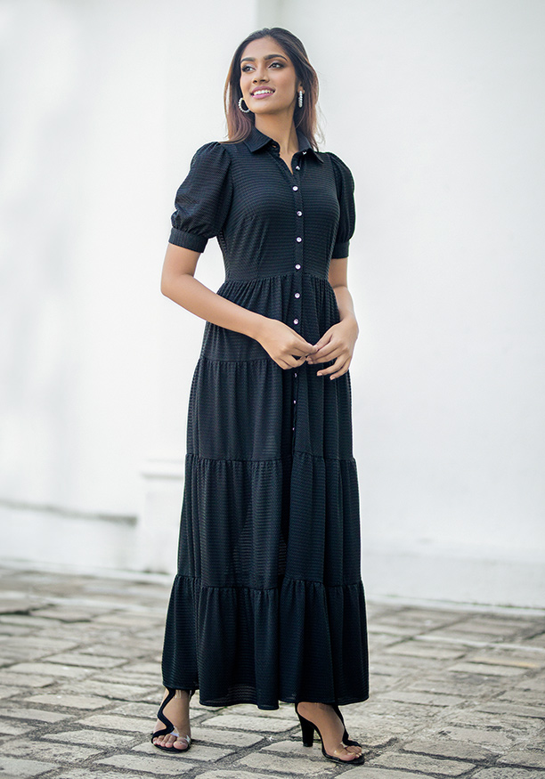 HAZEL BLACK COLLAR DRESS 