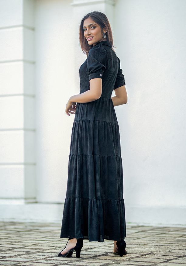 HAZEL BLACK COLLAR DRESS 