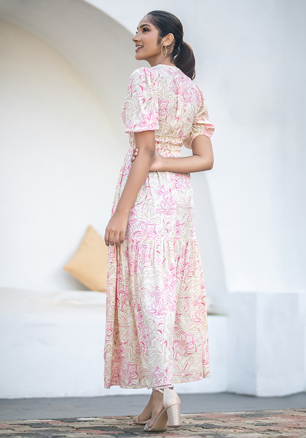 LOLA V NECK LINE PINK DRESS 