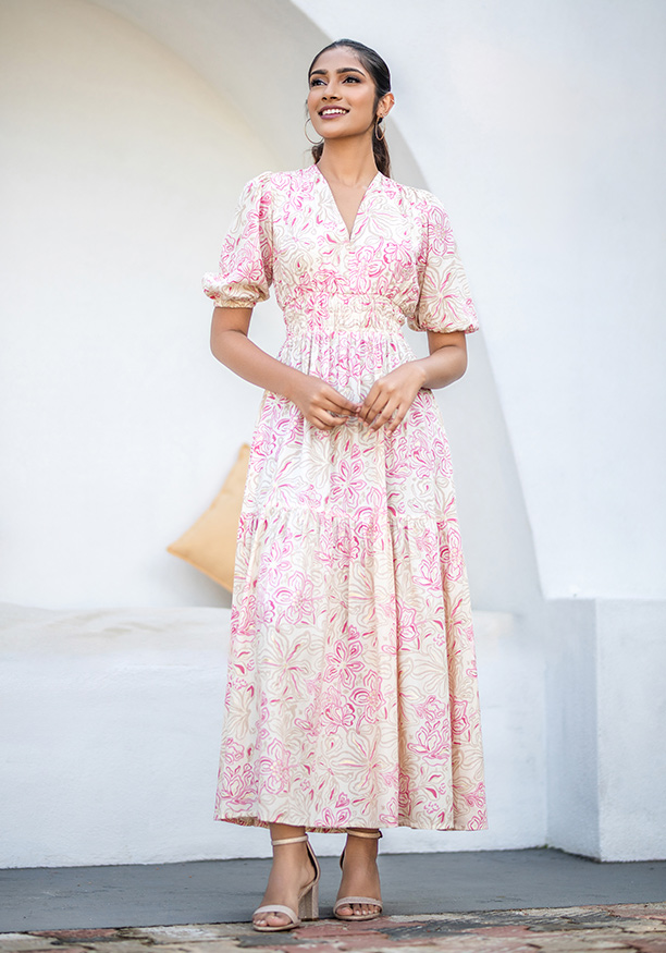 LOLA V NECK LINE PINK DRESS 