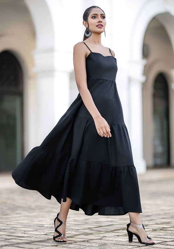 ESMA BLACK LONG DRESS