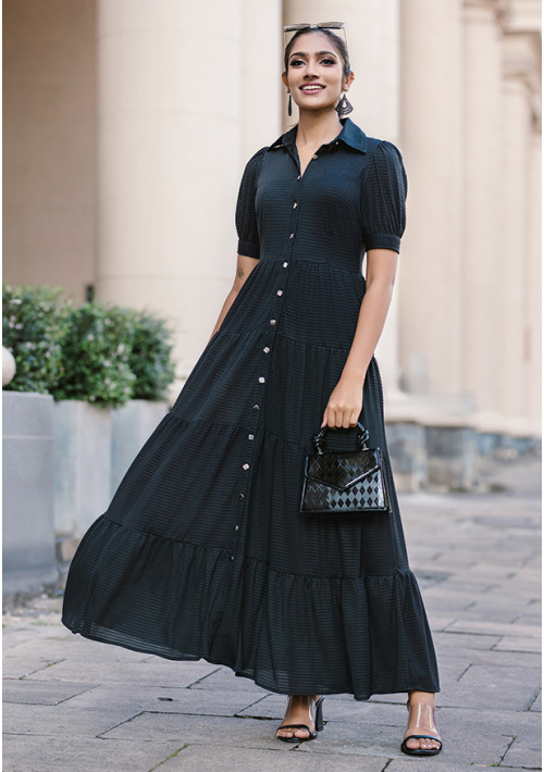 HAZEL COLLAR BLACK DRESS - Nils Online