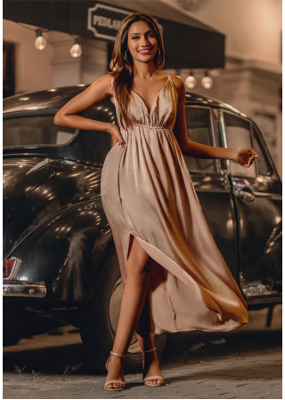 TIFFINI BROWN GOLD DRESS