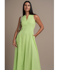 FRONT V NECK GREEN DRESS