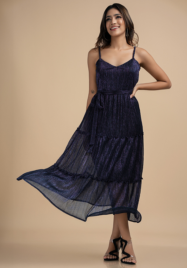  FINLEY NAVY RUFFLE HOLTER DRESS