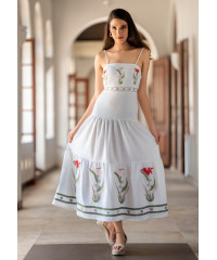 FLARE MAXI EMBROIDERY DRESS