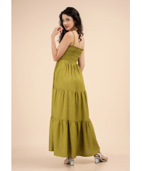 ZENANA GREEN SMOKED DRESS