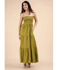 ZENANA GREEN SMOKED DRESS