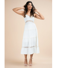 SARA OFF WHITE STRAPE DRESS