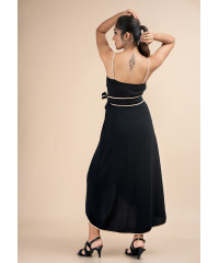 LILIAN CONTRASTING BLACK WRAP DRESS 