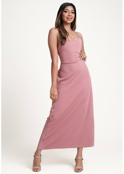 KAIA PINK WAFFLE DRESS 