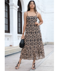 KIARA BROWN STRAPPY LACE DRESS