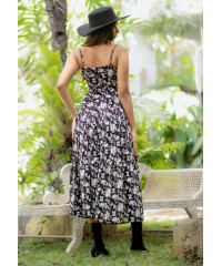 BELLA TIIERED BLACK PRINTED DRESS