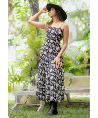 BELLA TIIERED BLACK PRINTED DRESS