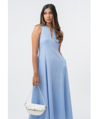 FRONT V NECK BLUE DRESS