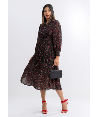 SOPHIA BLACK PRINTED FLORAL DRESS