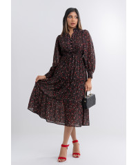 SOPHIA BLACK PRINTED FLORAL DRESS