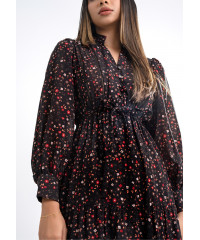 SOPHIA BLACK PRINTED FLORAL DRESS