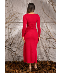 EVALIAH VELVET RED WRAP DRESS