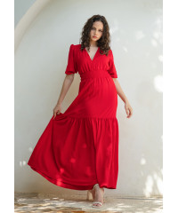 LOLA V NECK RED DRESS